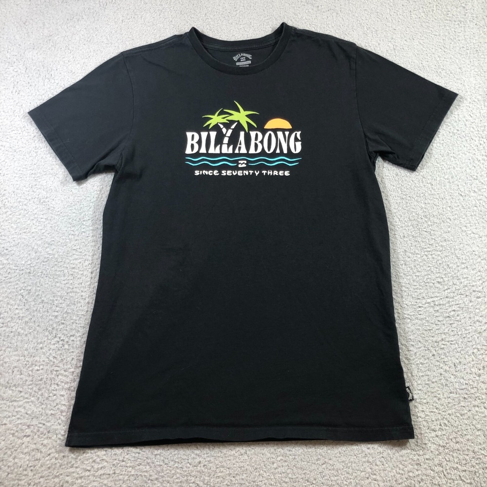 billabong t shirt boys XL black graphic print surf beach